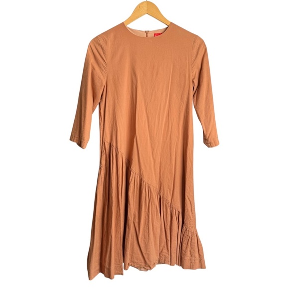 The Lines In Between Copper Asymmetrical Knee Length Dress Women’s XS Boho - Picture 1 of 7